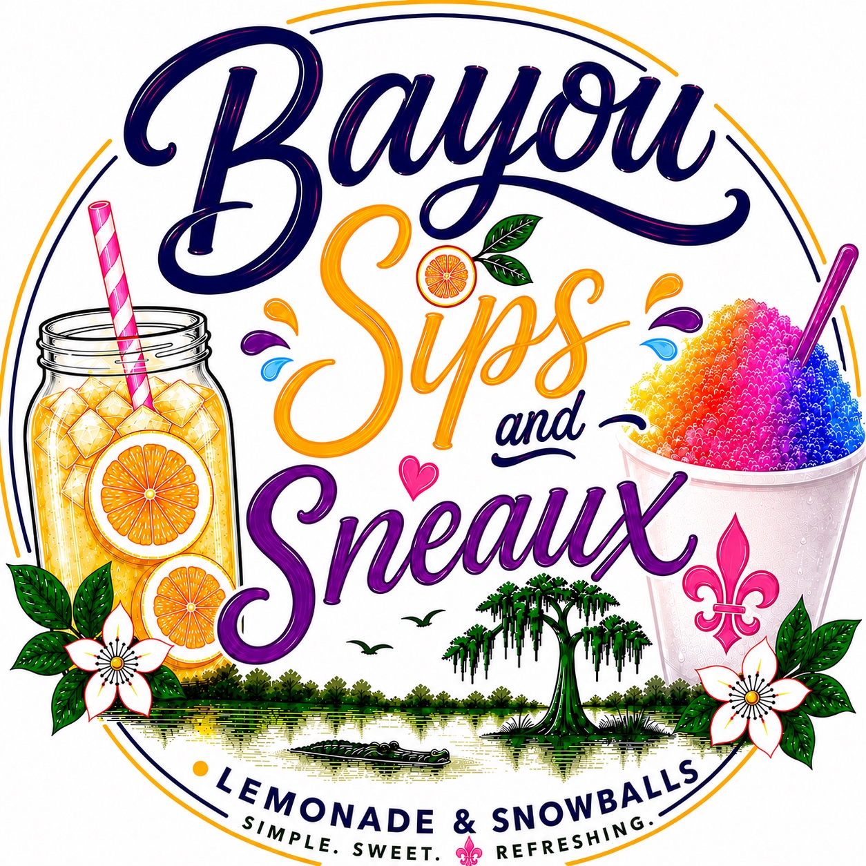 Bayou Sips and Sneaux logo